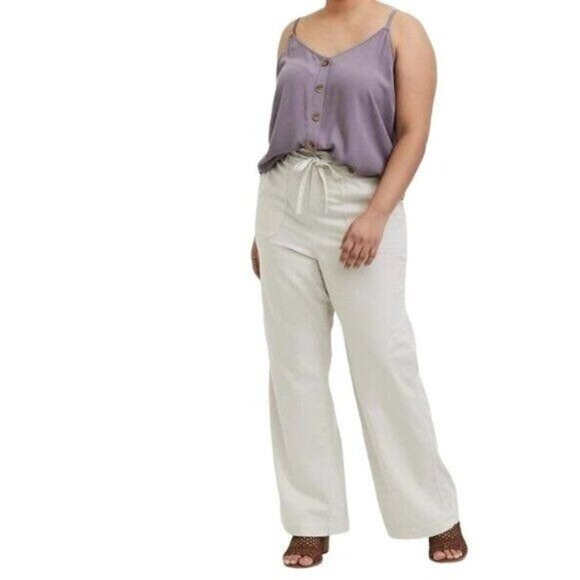 Torrid Beige Drawstring Wide Leg  High Rise Pants Plus Size 24 NEW - Picture 1 of 11